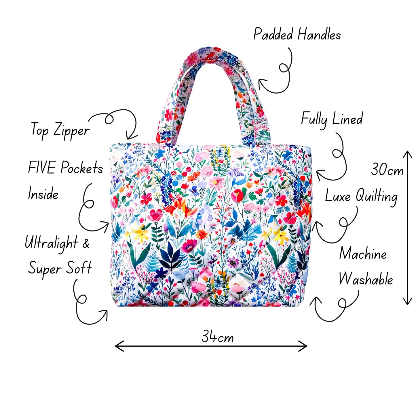 Mellow Quilted Tote Midi Flower Bloom