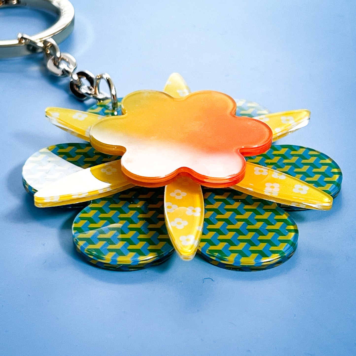 Daisy Bag Charm Yellow Geo