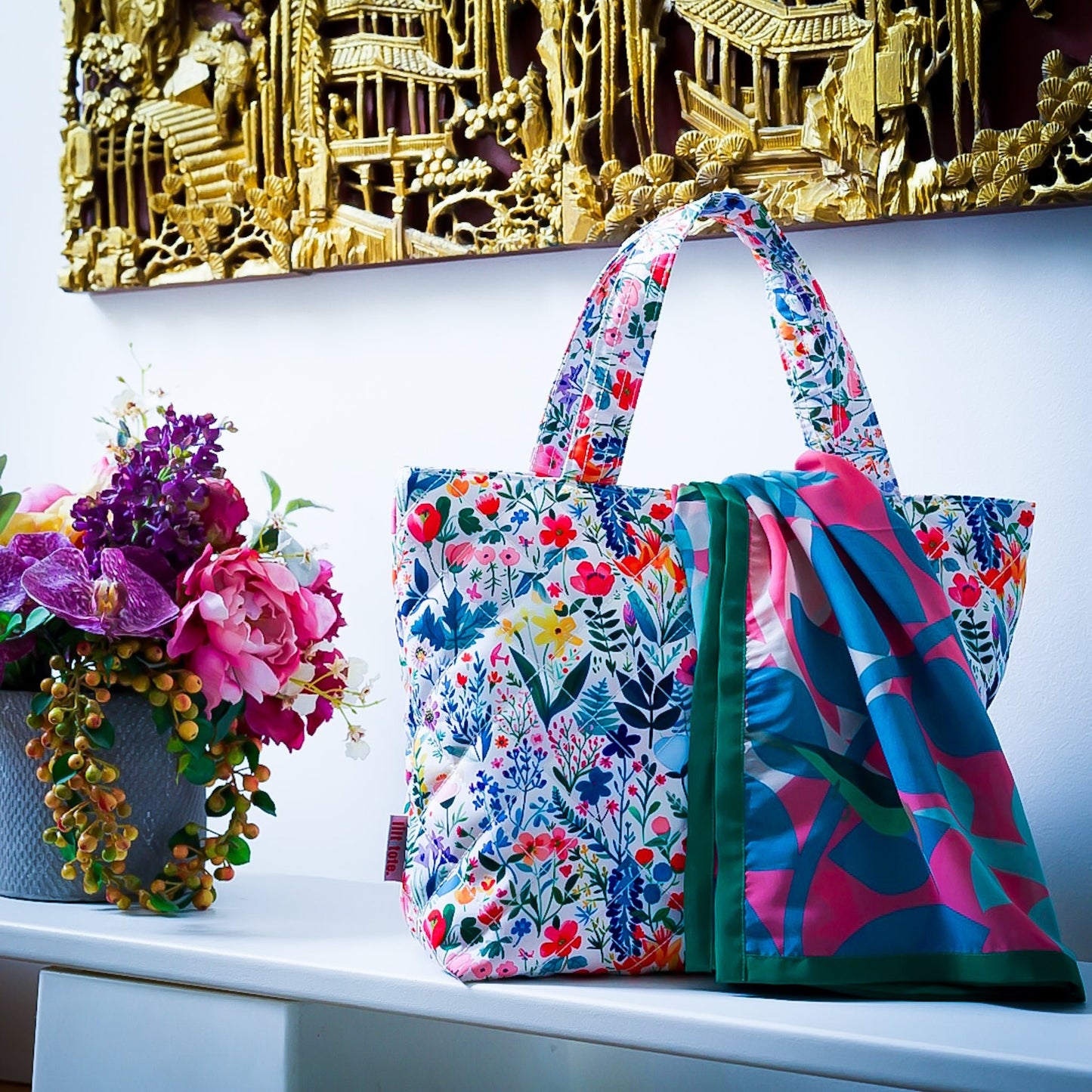 Mellow Quilted Tote Midi - Lilt Tote - Flower Bloom