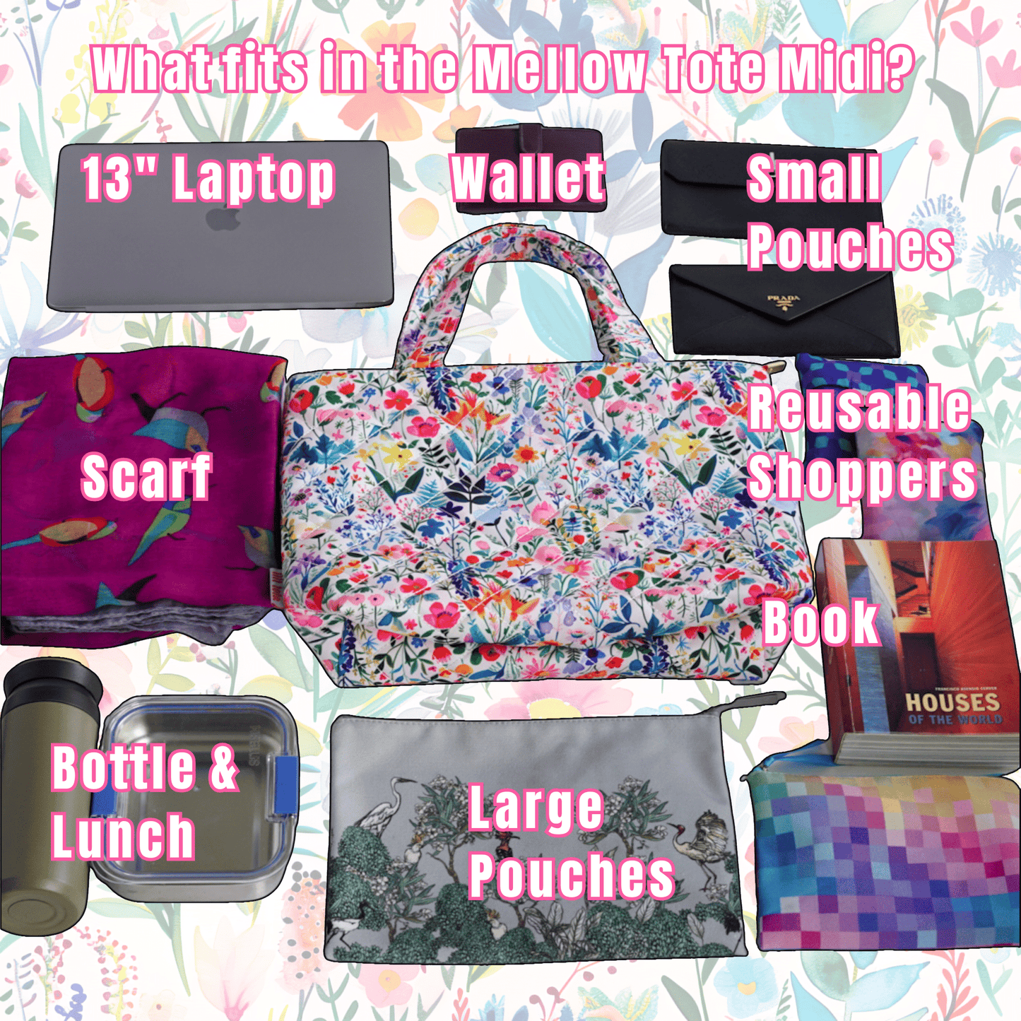 Mellow Quilted Tote Midi - Lilt Tote - Flower Bloom