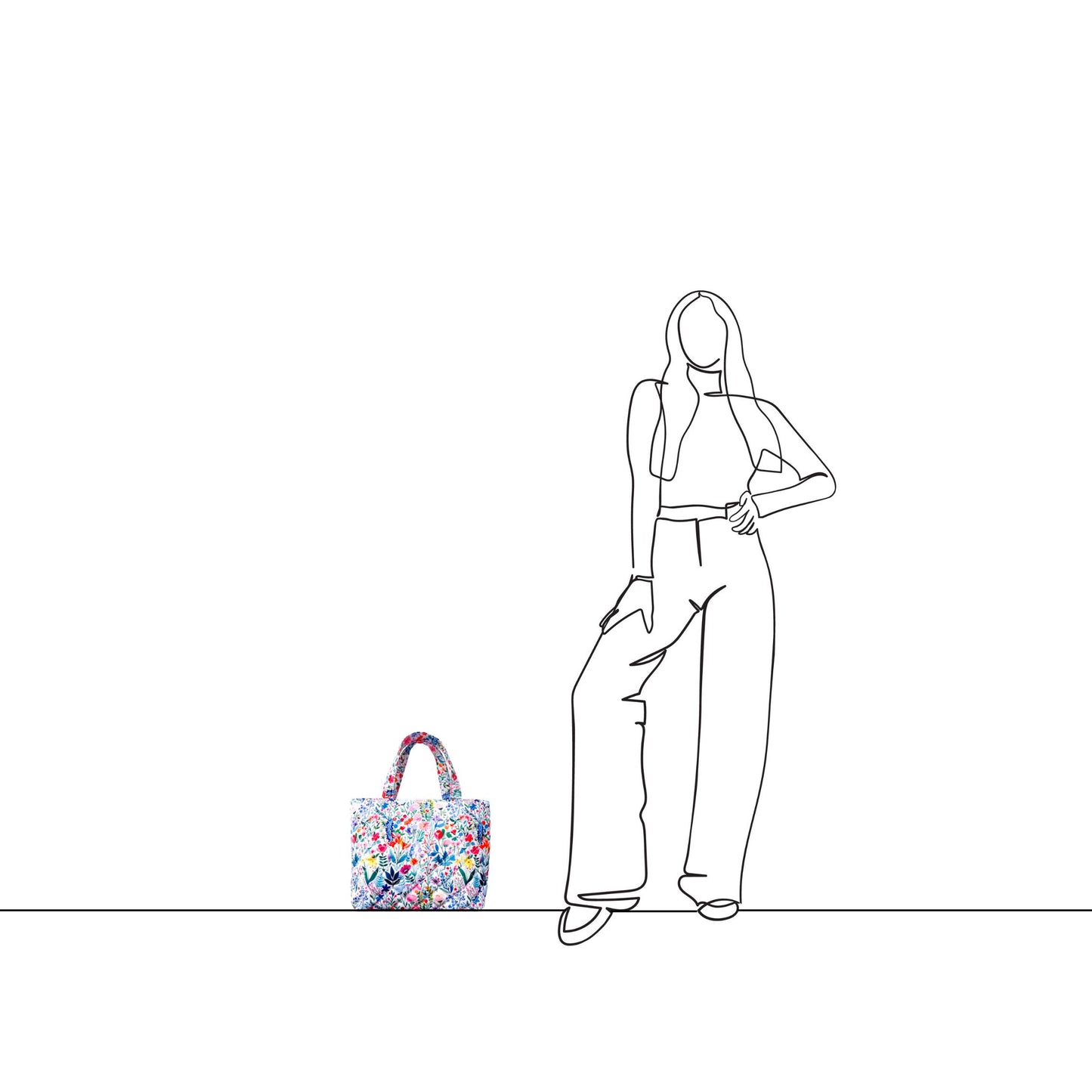 Mellow Quilted Tote Midi Flower Bloom