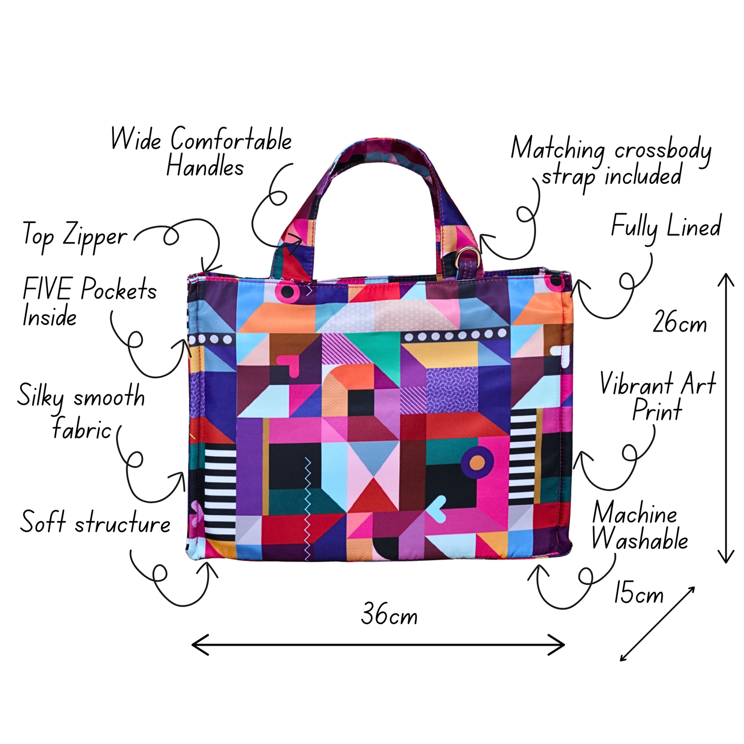 Joy Tote Midi in Architectural Kaleidoscope