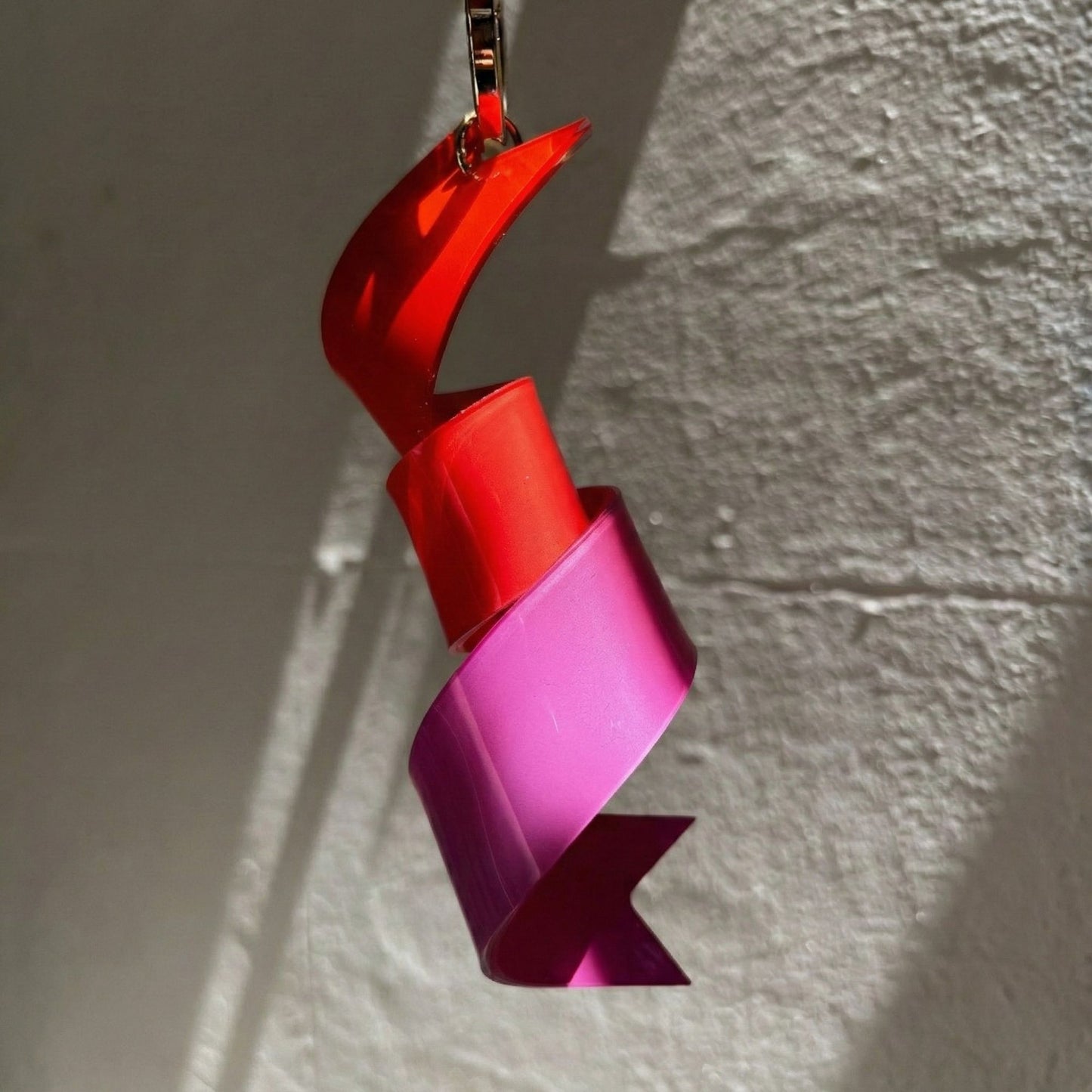 Ribbon Bag Charm in Sunset Pink