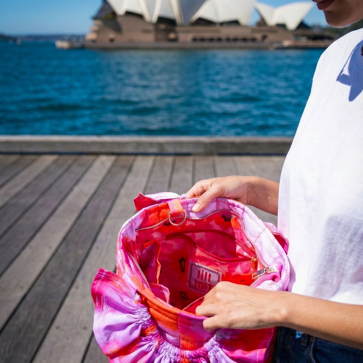 Ruffle Tote Sunset Pink