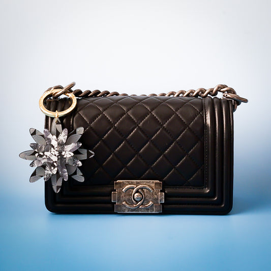 Iris Bag Charm Greyscale