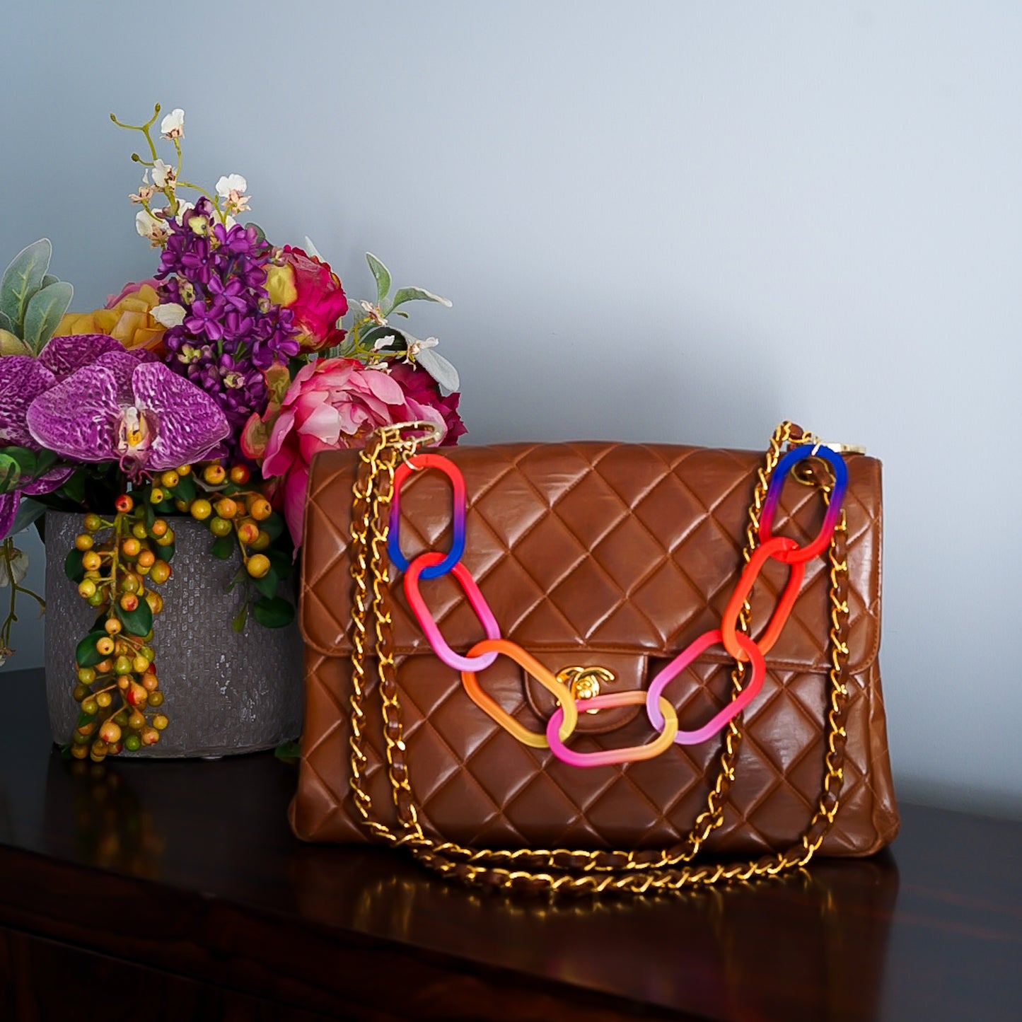 Taffy Twist Bag Charm Necklace Petal