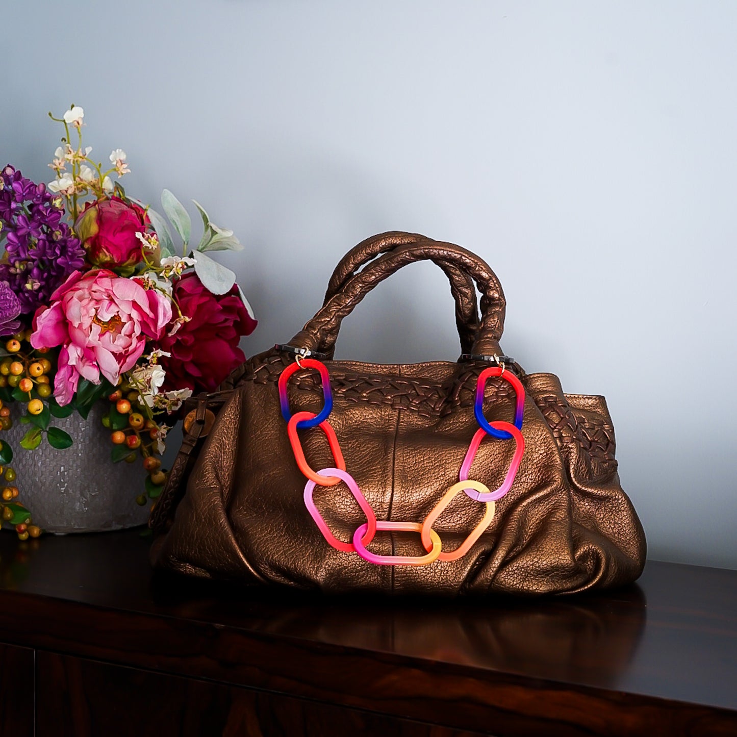 Taffy Twist Bag Charm Necklace Petal