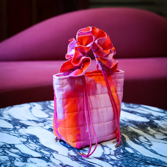 Ruffle Tote in Sunset Pink