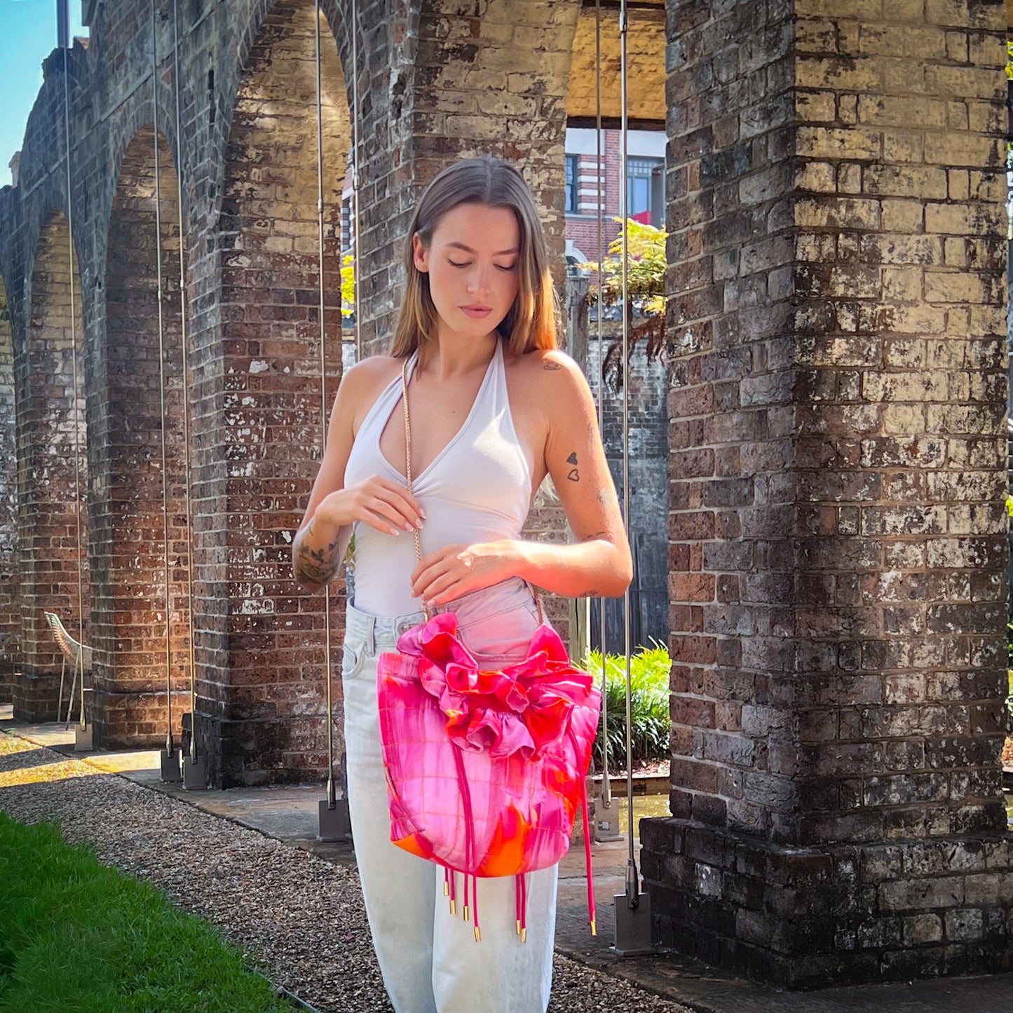 Ruffle Tote Sunset Pink