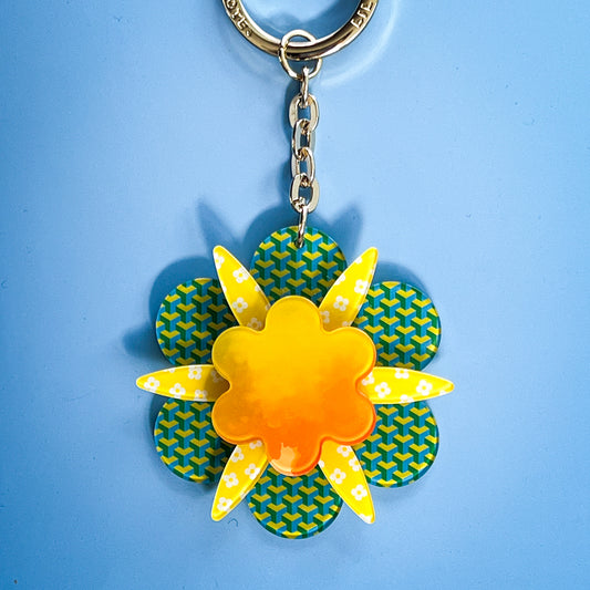 Daisy Bag Charm Yellow Geo