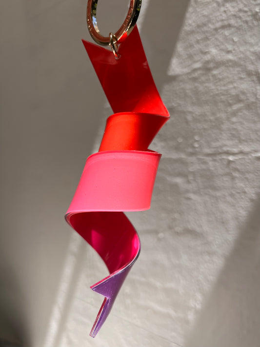 Ribbon Bag Charm in Sunset Pink