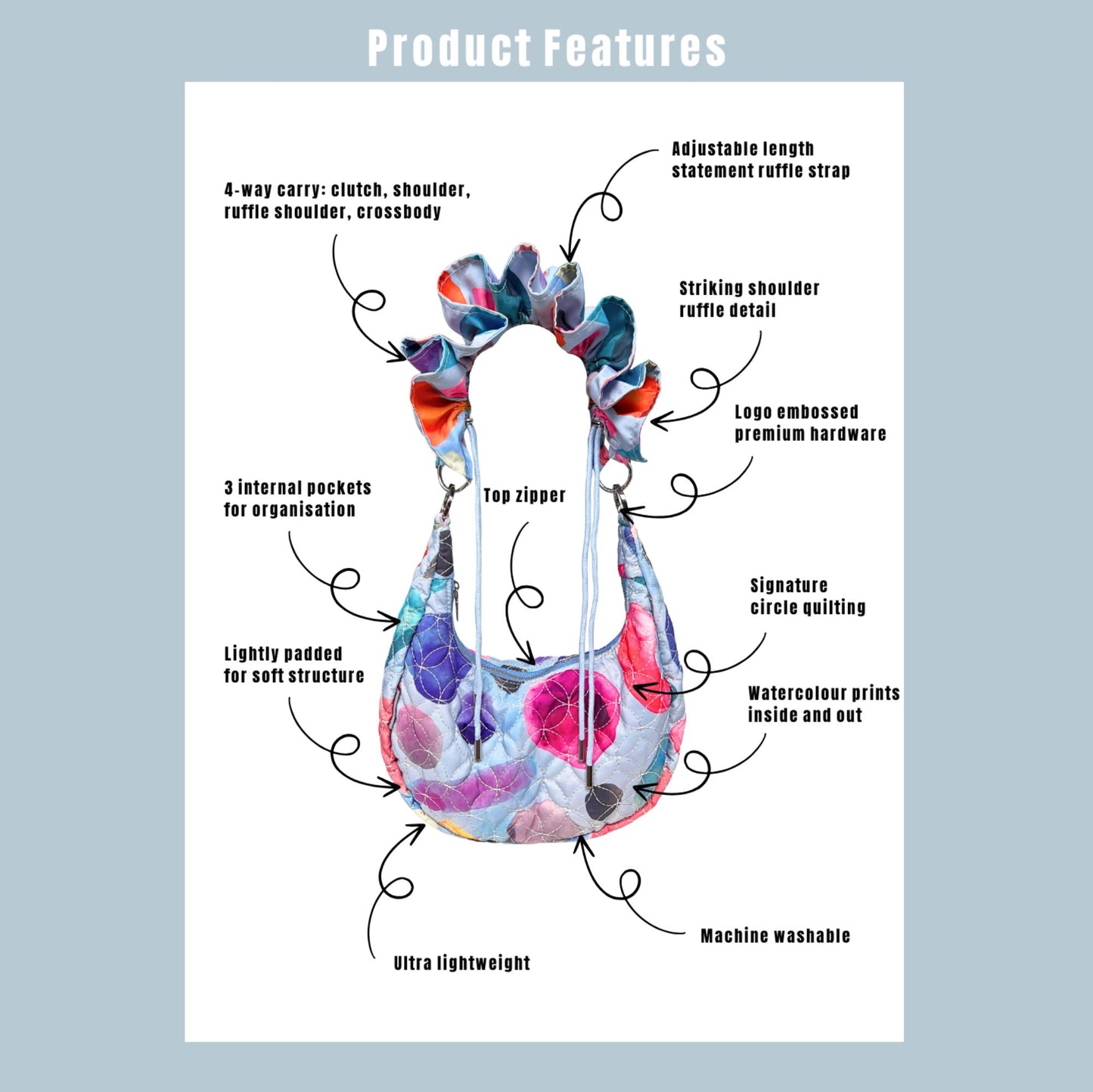 Ruffle 4-way Tote in Gem