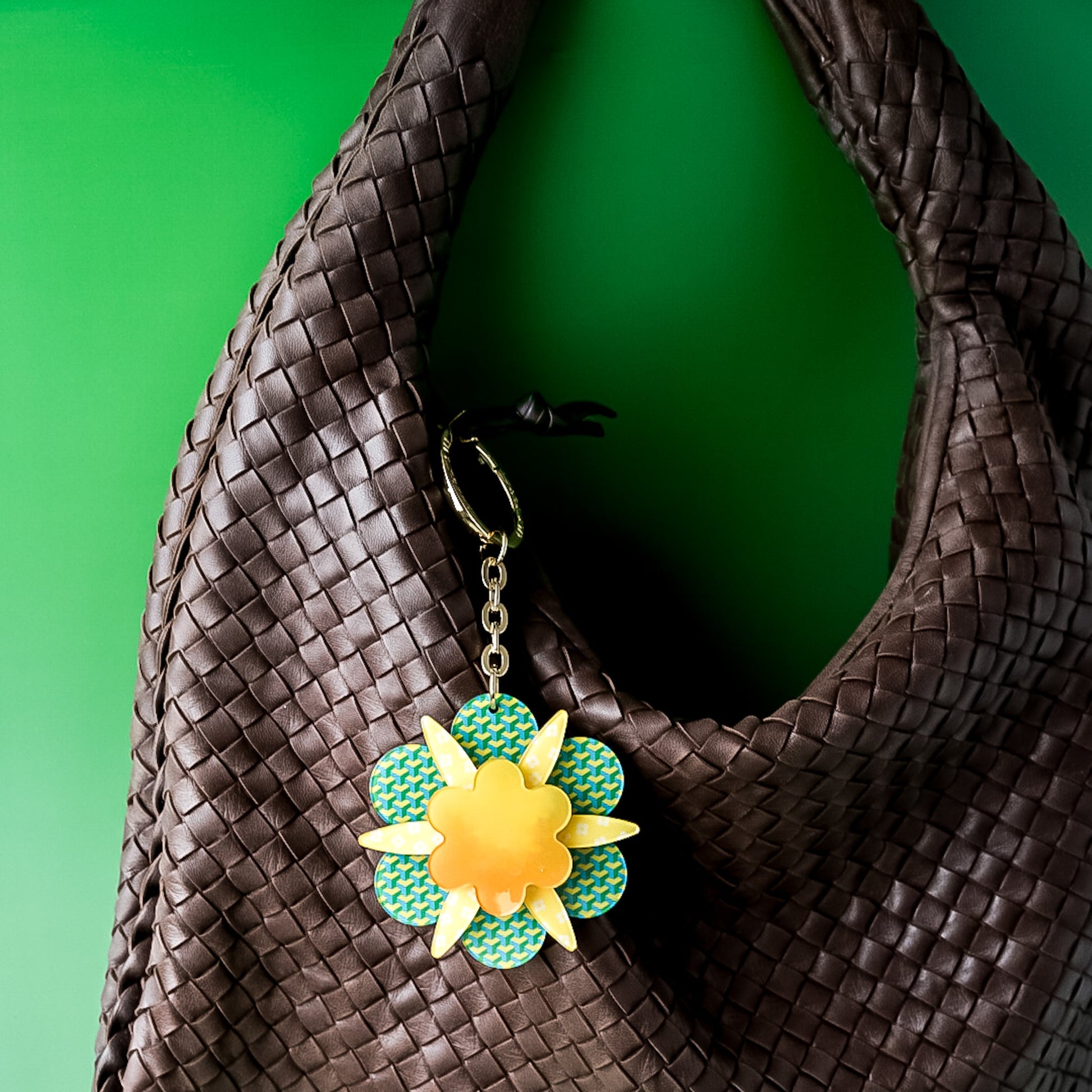 Daisy Bag Charm - Lilt Tote - Yellow Geo