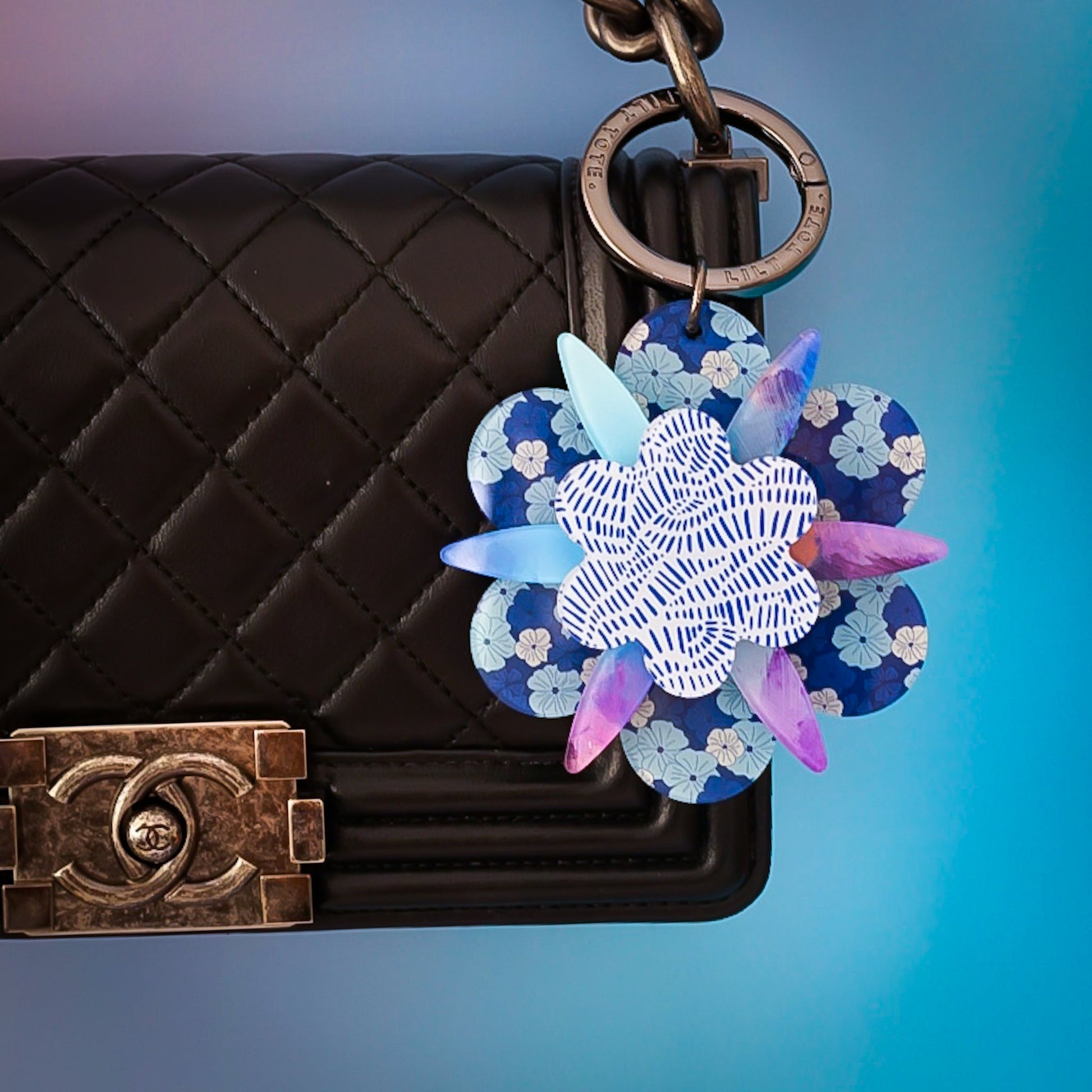 Daisy Bag Charm - Lilt Tote - Blue Tones